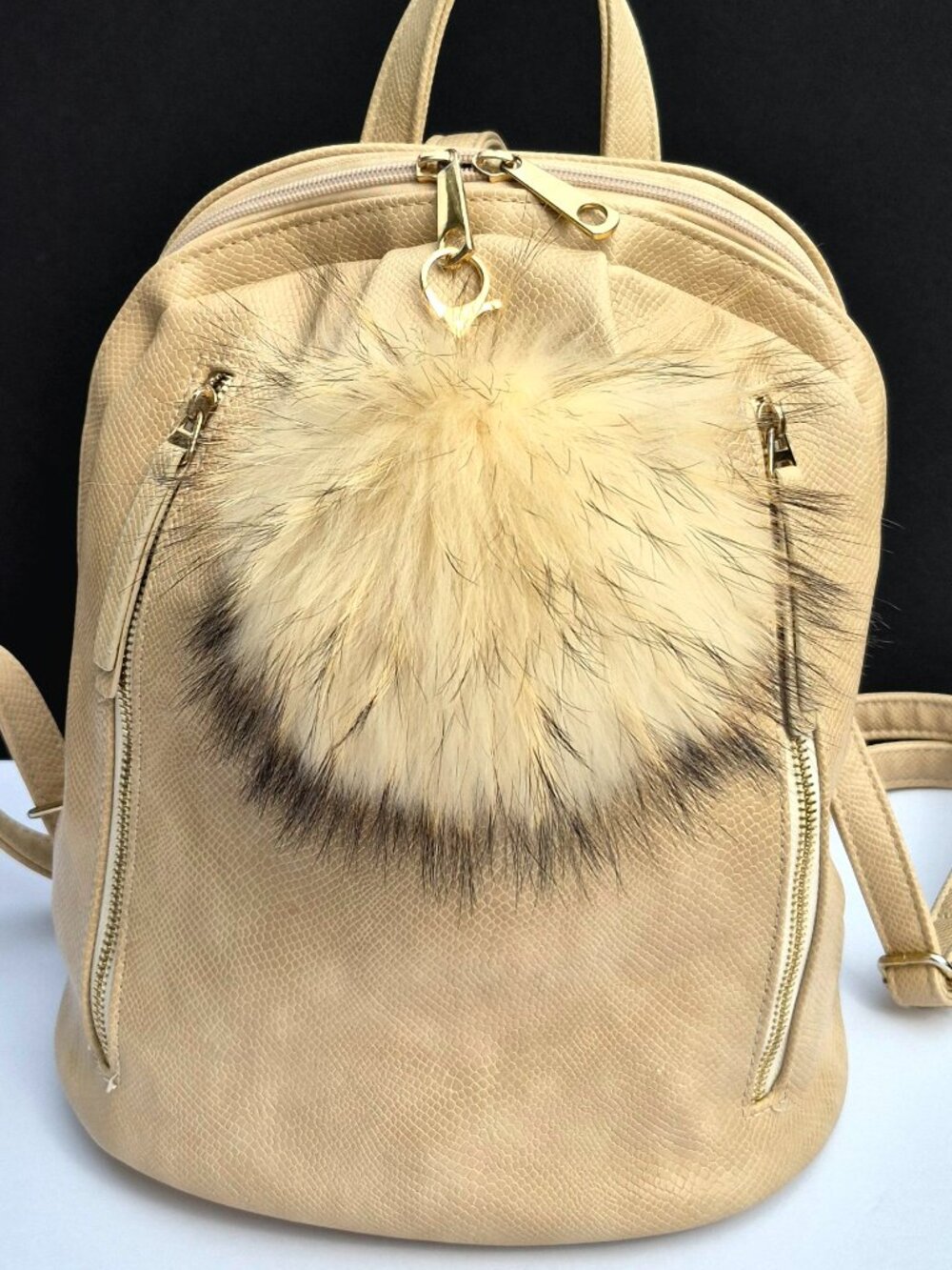Real Raccoon Fur Pom Bag Charm Accessory, Luxury Car Key Chain